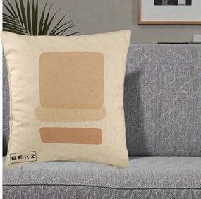 Perna Decorativa Abstract Forme Bej Poudre, 40x40 cm, Bej, Husa Detasabila, Perna Inclusa, BEKZ®