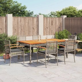 vidaXL Set mobilier de grădină cu perne, 7 piese, gri, poliratan