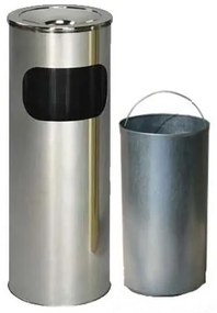 Coș de gunoi cu scrumieră și recipient interior, oțel inoxidabil mat