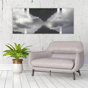 Tablou - Munții din Islanda, colaj geometric (120x50 cm)
