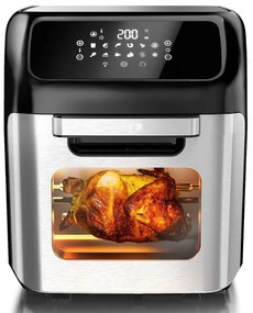 Friteuza cu aer cald Royalty Line AFO-12601, 12 L, 1800W, 12 programe, Grill, Timer, Touch screen, Inox/Negru