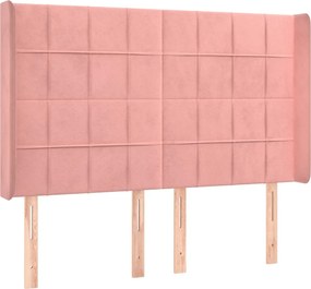 vidaXL Tăblie de pat cu aripioare, roz, 147x16x118/128 cm, catifea