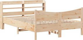 vidaXL Cadru de pat cu tăblie, 135x190 cm, lemn masiv de pin