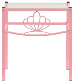325107 vidaXL Noptieră, roz și transparent, 42,5x33x44,5 cm, metal și sticlă