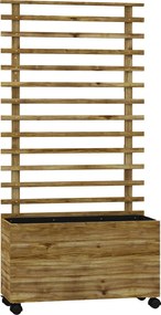 Outsunny Jardiniera inaltata verticala cu 4 roti si suport pentru plantele cataratoare, din  lemn de brad, 76x30x155cm, alb | Aosom Romania