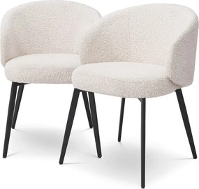 Set de 2 scaune cu brate design LUX Lloyd, boucle crem 115093 HZ