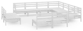 3083155 vidaXL Set mobilier de grădină, 11 piese, alb, lemn masiv de pin