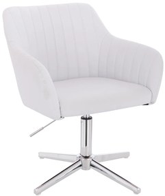 HC190CROSS Scaun Alb din Piele Ecologica cu Bază Cromata