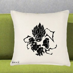 Perna Personalizata Dragon Ball Goku Super Saiyan Silueta, 40x40 cm, Crem Reliefat, Husa Detasabila, Perna Inclusa, BEKZ®