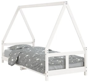 834451 vidaXL Cadru de pat pentru copii, alb, 80x200 cm, lemn masiv de pin