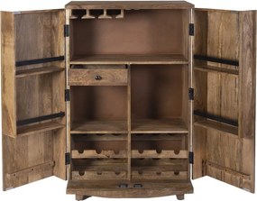 Dulap vinotecă în culoare naturală din lemn de mango număr de sticle 12, 74x122x46 cm Bombay – Interia Home &amp; Living