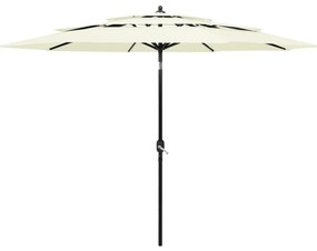vidaXL Umbrelă de grădină cu 3 niveluri, stâlp aluminiu, nisipiu, 3 m