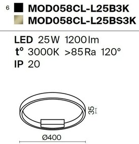 Plafoniera LED design modern Rim negru 40cm, 3000K
