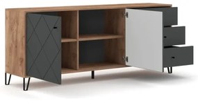 Comodă SULA, stejar craft/negru
