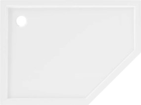 Mexen Flow cadă de duș pentagonală slim stânga 100 x 80 cm, alb lucios - 46P108010L