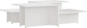 vidaXL Mese de cafea, 2 buc., alb, 111,5x50x33 cm, lemn compozit