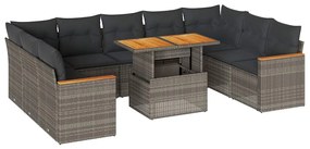 3327532 vidaXL Set mobilier de grădină cu perne, 10 piese, gri, poliratan