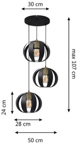 Lustră pe cablu NEWTON 3xE27/15W/230V neagră