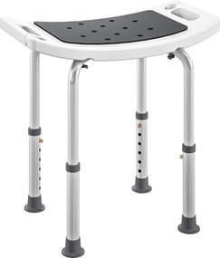 HOMCOM Scaun de Duș din Aluminiu și Plastic Antialunecare, Înălțime Reglabilă 6 Niveluri 39-52cm, Gri | Aosom Romania