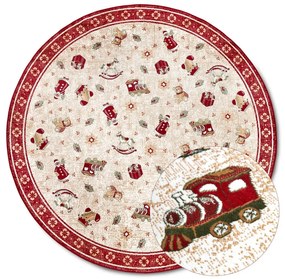 Covor roșu rotund din amestec de bumbac ø 200 cm cu model de Crăciun Toy's Delight Red Christmas – Villeroy&amp;Boch