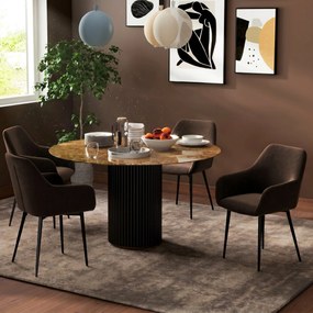 HOMCOM Set 2 Scaune de Dining Tapițate în Stil Nordic cu Brațe și Picioare din Oțel, 54x57x80 cm, Maro | Aosom Romania