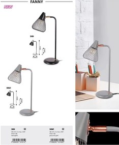 Veioza, lampa de masa design industrial Fanny gri