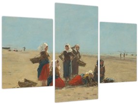 Tablou - Eugène Boudin, Women on the Beach at Berck, reproducere (90x60 cm)