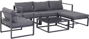 Outsunny set de mobilier de grădină 6 piese, canapele și scaune aluminiu, poliester, sticlă, gri pentu 4–5 persoane | Aosom Romania