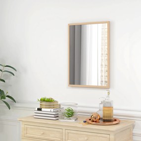 HOMCOM Oglindă de Perete din Sticlă și MDF, 50x70 cm, Culoare Lemn | Aosom Romania
