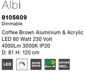 Lustra LED dimabila, design modern Albi maro, 81cm