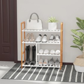 HOMCOM Etagère à Chaussures - etajeră de depozitare - Mobilier Pantofi 4 Nivele Lemn de pin rafturi cu lamele MDF Alb | Aosom Romania