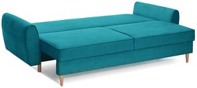 Canapea Extensibilă 3 locuri, RIGA, cu ladă de depozitare, 229x90x90 cm, Turcoaz-Enjoy