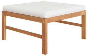 Set mobilier gradina cu perne crem, 10 piese, lemn masiv de tec Crem, 5x colt + 3x mijloc + suport pentru picioare + masa, 1