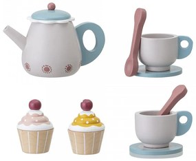 SET CEAINIC SI BRIOSE BLUE, 8 PIESE DIN LEMN