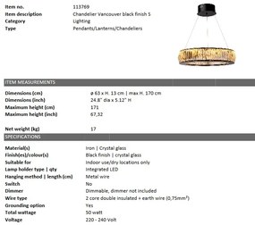 Candelabru design LUX Vancouver S, diam.63cm 113769 HZ