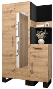 Set mobilier pentru hol Amanda 16 (Stejar artisan + Negru). 1085996