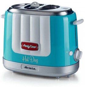 Aparat preparare hot-dog Ariete PARTY TIME 0206/01, 650W, 4 compartimente, 5 trepte, Functie Stop, Turcoaz