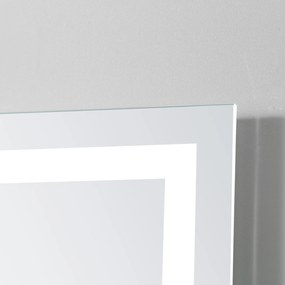Oglinda de Baie LED touch cu raft modern pentru bai turcesti 70 x 50 cm Argintiu kleankin | Aosom RO