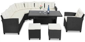 Deuba Set rattan Sedan + fotoliu + 2x taburet - negru