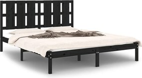 vidaXL Cadru de pat King Size, negru, 150x200 cm, lemn masiv