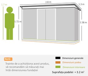 Outsunny Căsuță de Grădină pentru Depozitare Unelte, Spațioasă și Rezistentă, 213x127x185cm, Verde | Aosom Romania