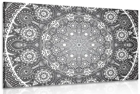 Tablou Mandala ornamentală cu dantelă în design alb-negru