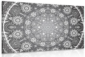 Tablou Mandala ornamentală cu dantelă în design alb-negru