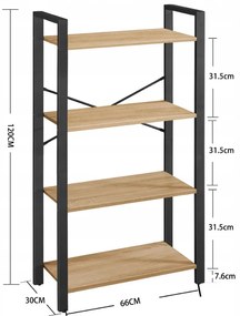 Biblioteca TAYLOR SONOMA 4 rafturi, 120x66cm