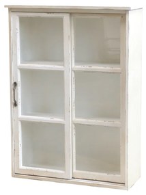 Vitrina din lemn masiv, cu usi glisante, aspect vintage