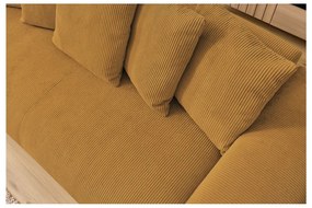 Canapea galben-muștar cu tapițerie din catifea reiată 280 cm Voltaire – Bobochic Paris