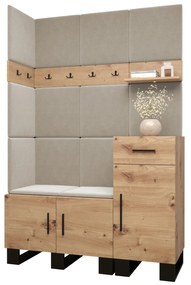 Set mobilier pentru hol Amanda 10 (Stejar artisan + bej). 1085938