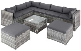 Deuba Set ratan de gradina XXL - perne gri/antracit