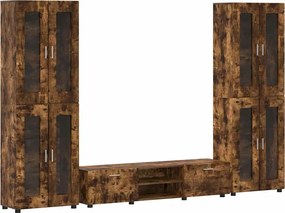 vidaXL Set comodă TV cu sertar FLORIN Stejar fumuriu Lemn compozit