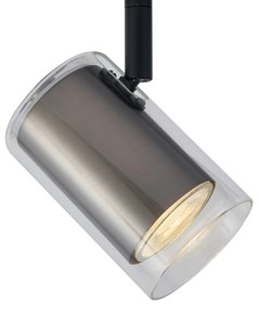 Spot modern gri metalizat cu sticlă transparentă pentru sistem de șină monofazat - Iconic Lloyd